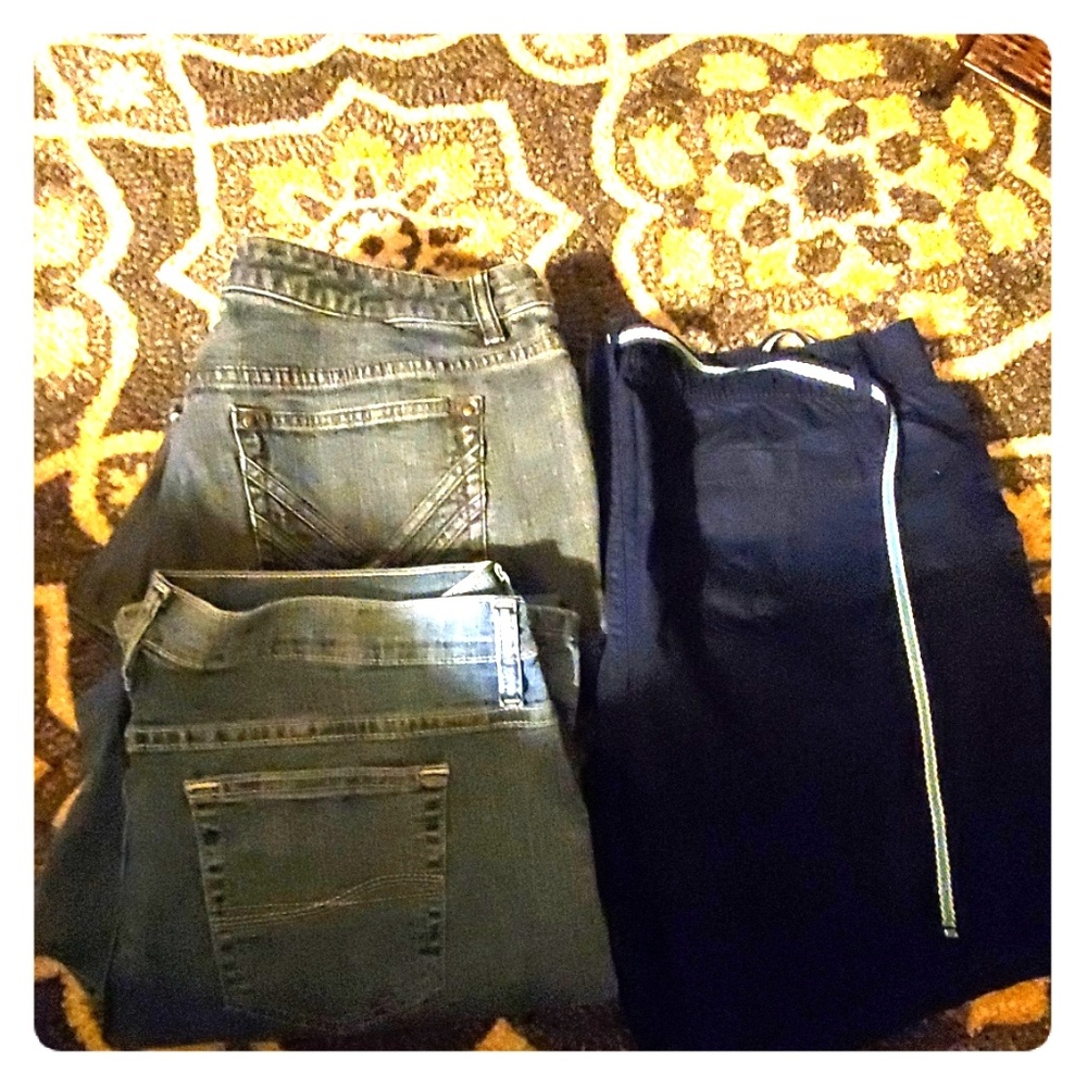 2pairs plus size jeans and 1 pair of shorts